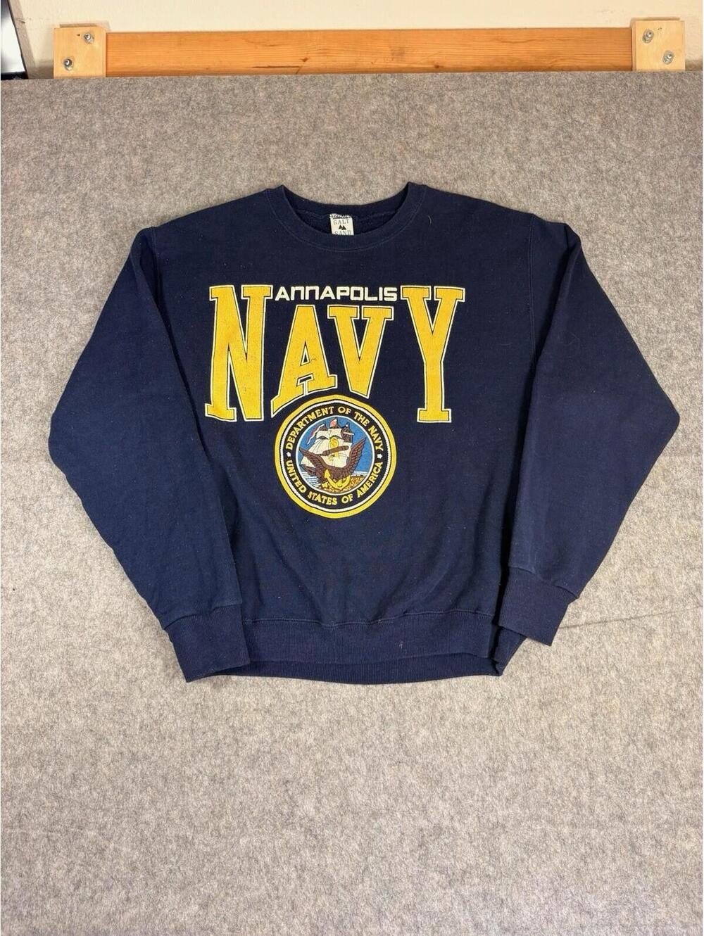 Vintage Navy Military Army Blue Crewneck Sweatshirt Size Large